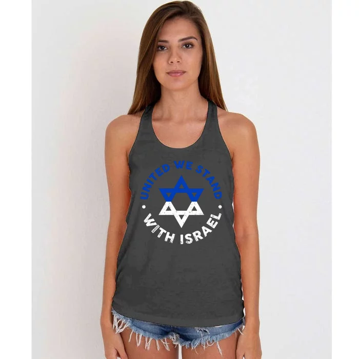 United We Stand With Israel Defend Israel Israeli Flag Women's Knotted Racerback Tank