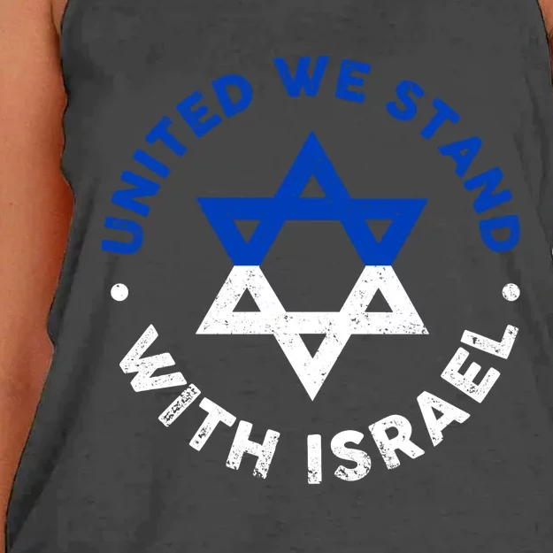 United We Stand With Israel Defend Israel Israeli Flag Women's Knotted Racerback Tank