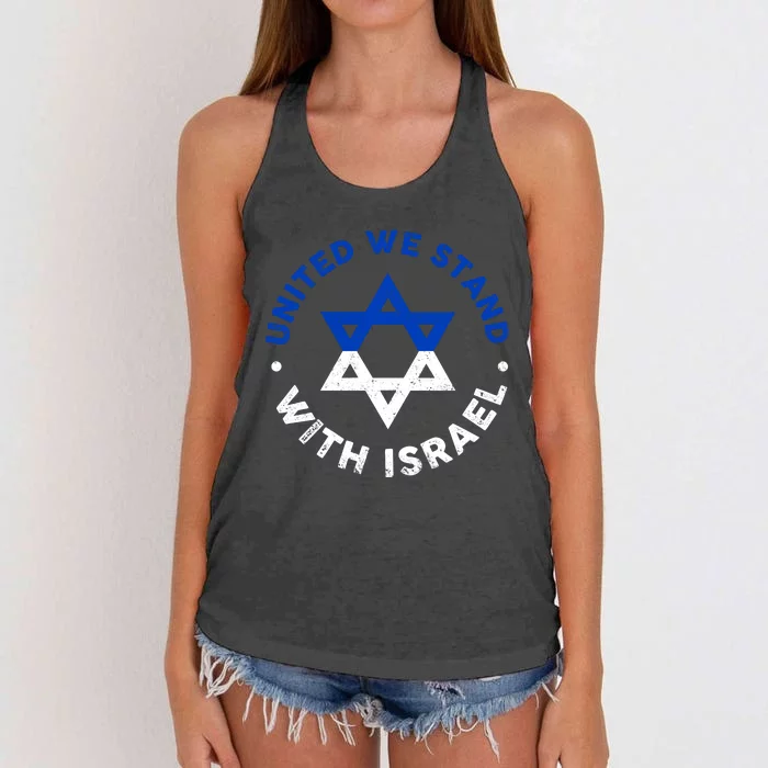 United We Stand With Israel Defend Israel Israeli Flag Women's Knotted Racerback Tank