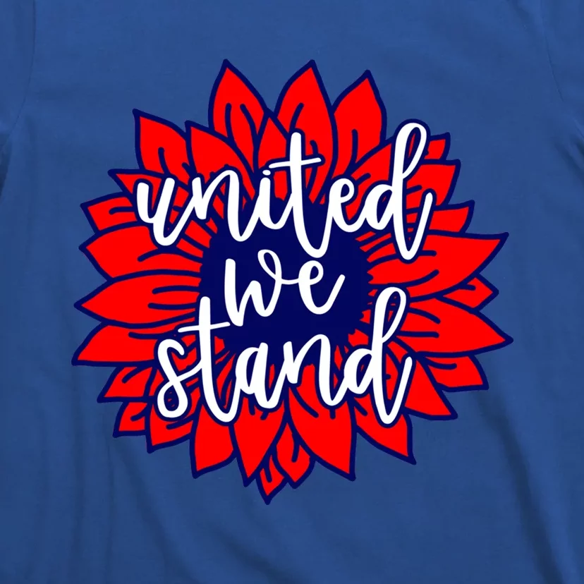 United We Stand Cute Patriotic Gift Flag Sunflower America Funny Gift T-Shirt