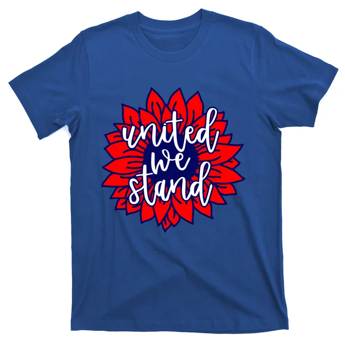 United We Stand Cute Patriotic Gift Flag Sunflower America Funny Gift T-Shirt