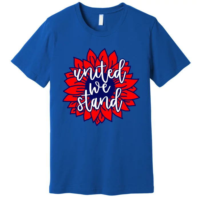 United We Stand Cute Patriotic Gift Flag Sunflower America Funny Gift Premium T-Shirt