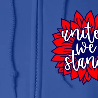 United We Stand Cute Patriotic Gift Flag Sunflower America Funny Gift Full Zip Hoodie