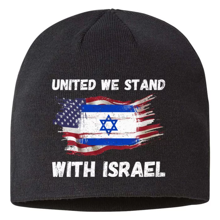 United We Stand With Israel Israeli American USA Flag 8 1/2in Sustainable Knit Beanie