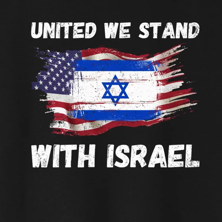 United We Stand With Israel Israeli American USA Flag Women's Crop Top Tee