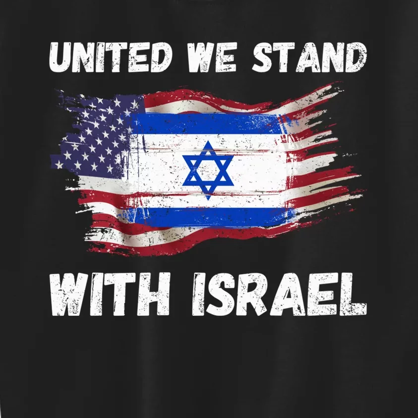 United We Stand With Israel Israeli American USA Flag Kids Sweatshirt