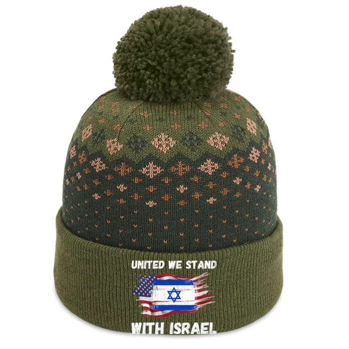 United We Stand With Israel Israeli American USA Flag The Baniff Cuffed Pom Beanie