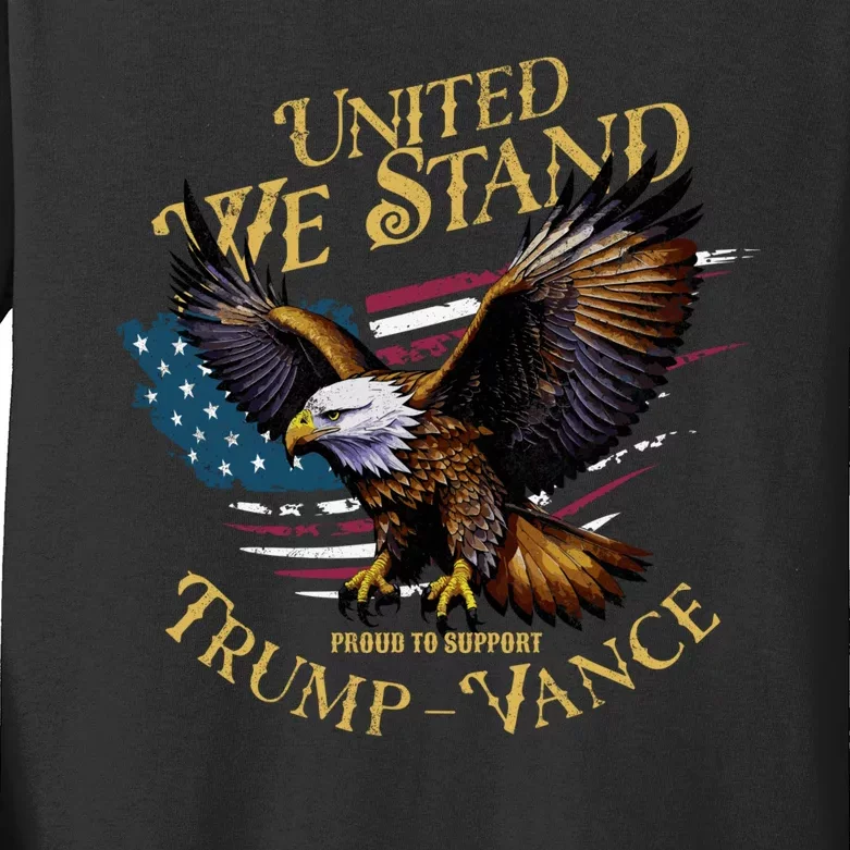 United We Stand Support Trump Vance 2024 Kids Long Sleeve Shirt