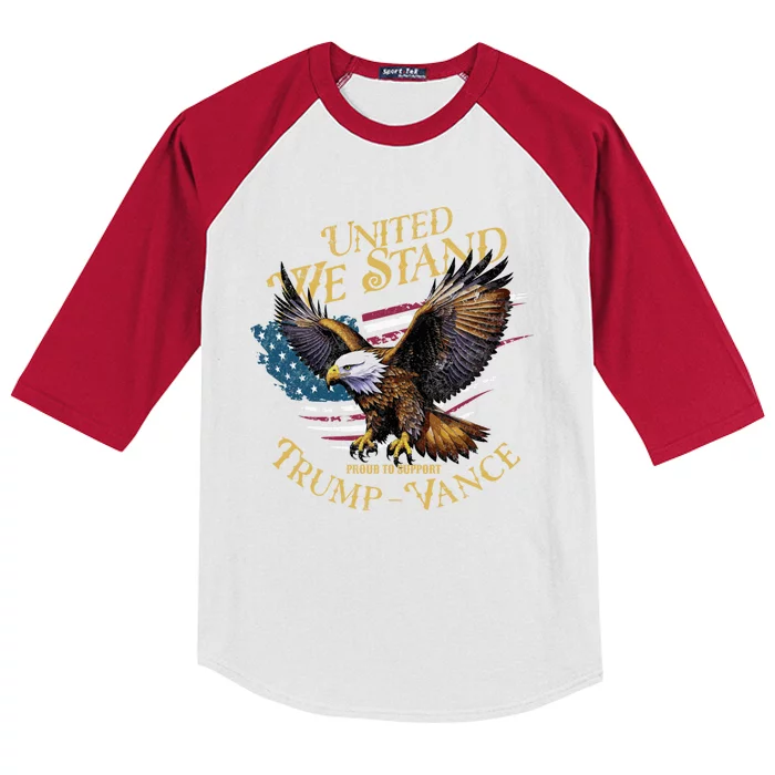 United We Stand Support Trump Vance 2024 Kids Colorblock Raglan Jersey