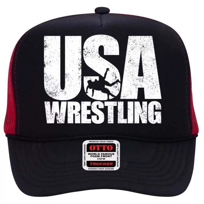 Usa Wrestling S Wrestling Team Patriot Usa Wrestler Cute Gift High Crown Mesh Trucker Hat