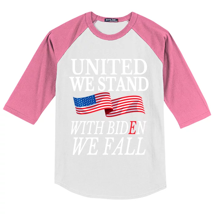 United We Stand With Biden We Fall Anti Biden Republican Kids Colorblock Raglan Jersey