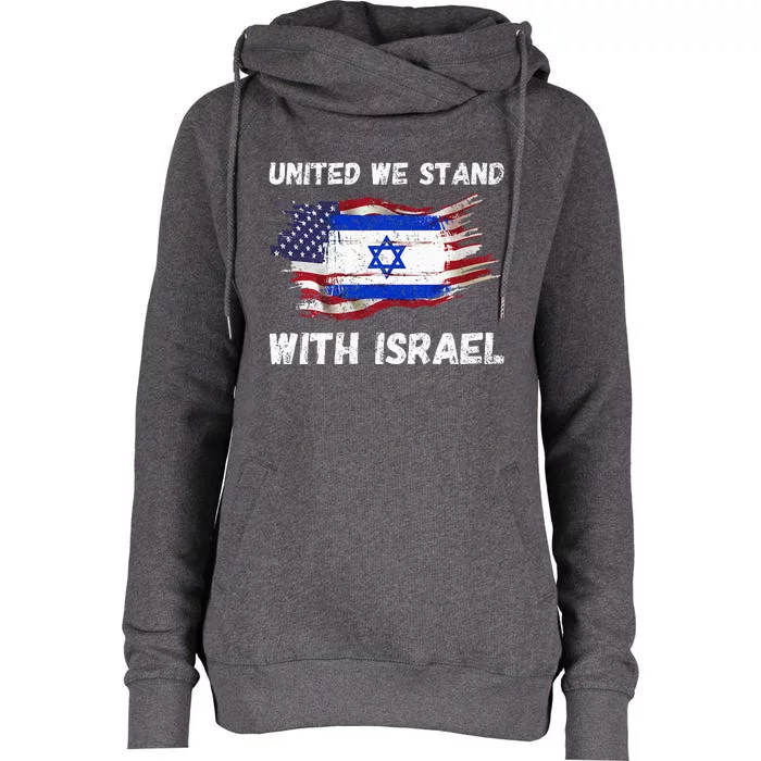 United We Stand With Israel Israeli American Womens Funnel Neck Pullover Hood