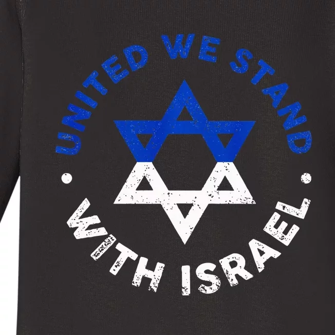 United We Stand With Israel Defend Israel Israeli Flag Baby Long Sleeve Bodysuit