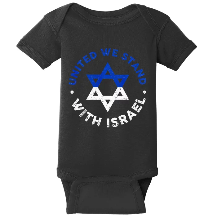 United We Stand With Israel Defend Israel Israeli Flag Baby Bodysuit