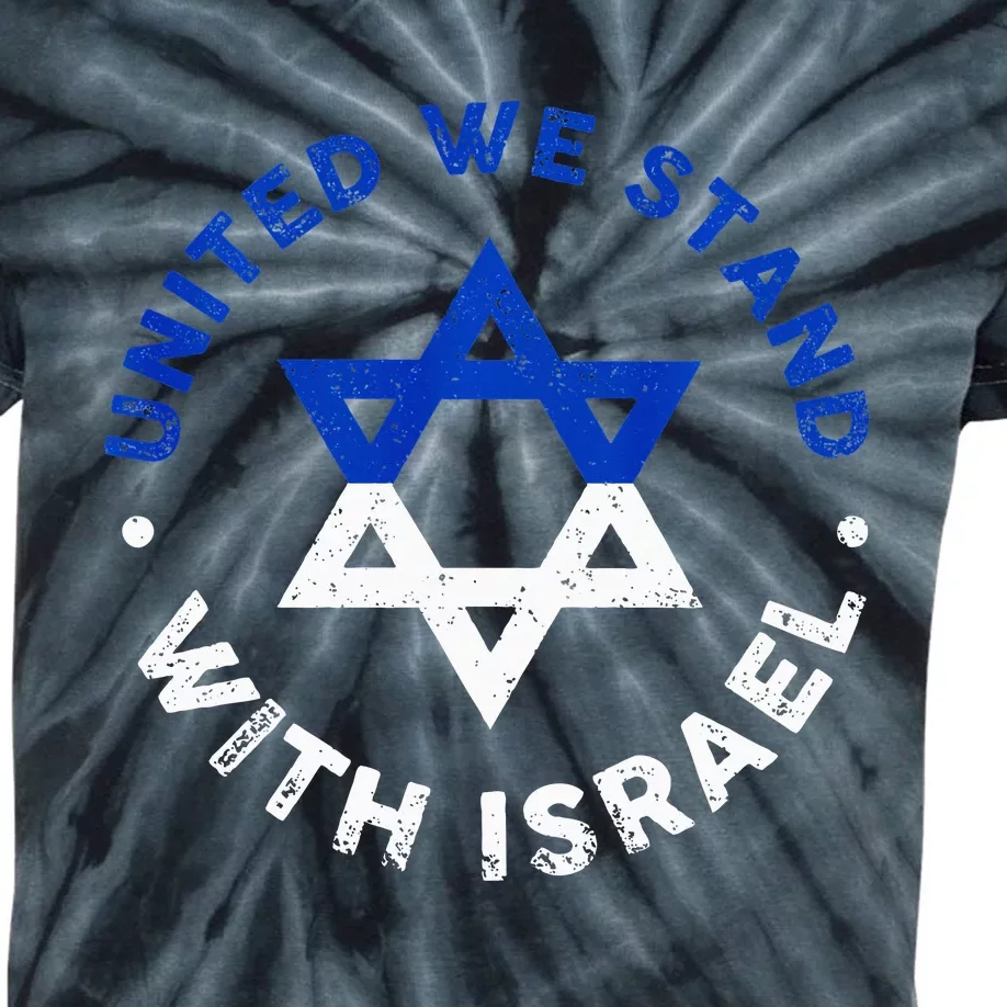 United We Stand With Israel Defend Israel Israeli Flag Kids Tie-Dye T-Shirt