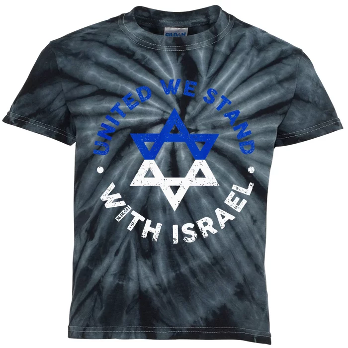 United We Stand With Israel Defend Israel Israeli Flag Kids Tie-Dye T-Shirt