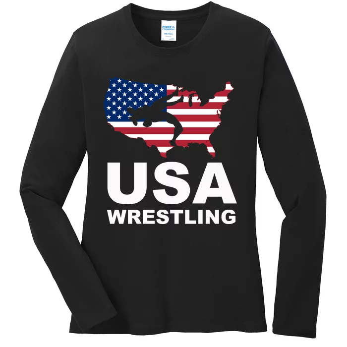 Usa Wrestling Ladies Long Sleeve Shirt