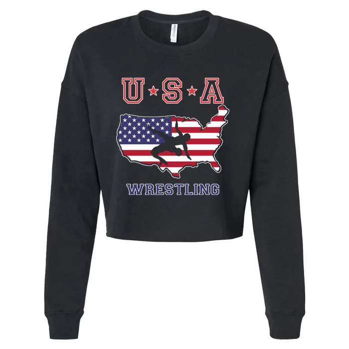 Usa Wrestling Cropped Pullover Crew