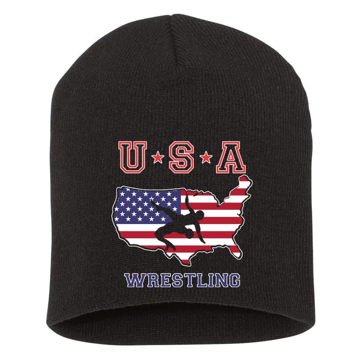 Usa Wrestling Short Acrylic Beanie