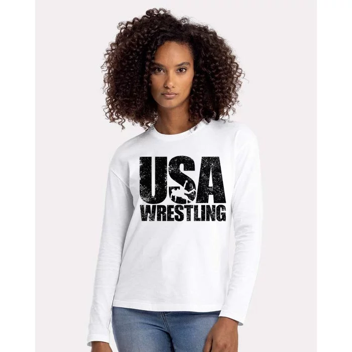 Usa Wrestling Wrestling Team Patriot Usa Wrestler Womens Cotton Relaxed Long Sleeve T-Shirt