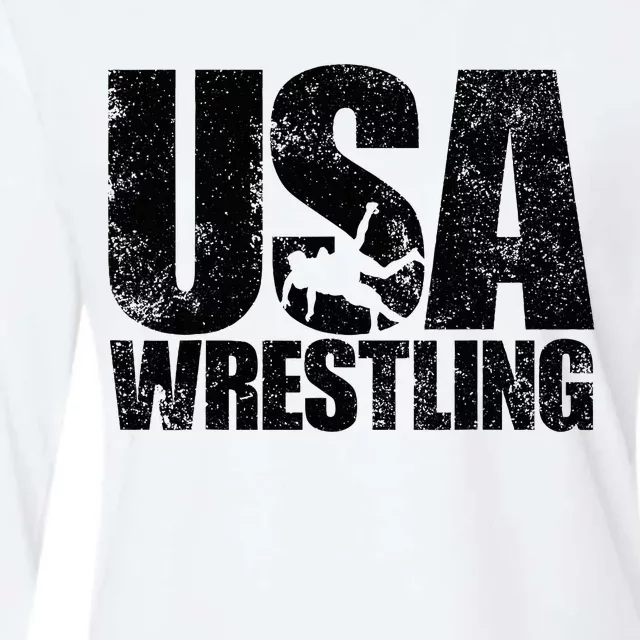 Usa Wrestling Wrestling Team Patriot Usa Wrestler Womens Cotton Relaxed Long Sleeve T-Shirt