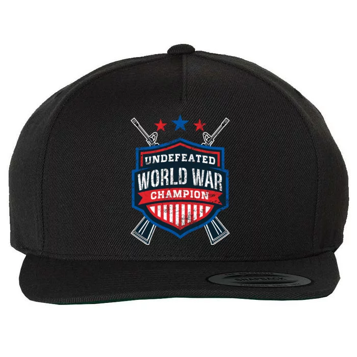 Undefeated World War Champion Veteran Champs Retired Soldier Gift Wool Snapback Cap