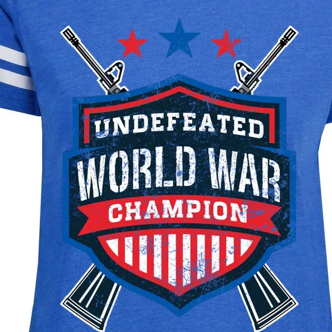 Undefeated World War Champion Veteran Champs Retired Soldier Gift Enza Ladies Jersey Football T-Shirt