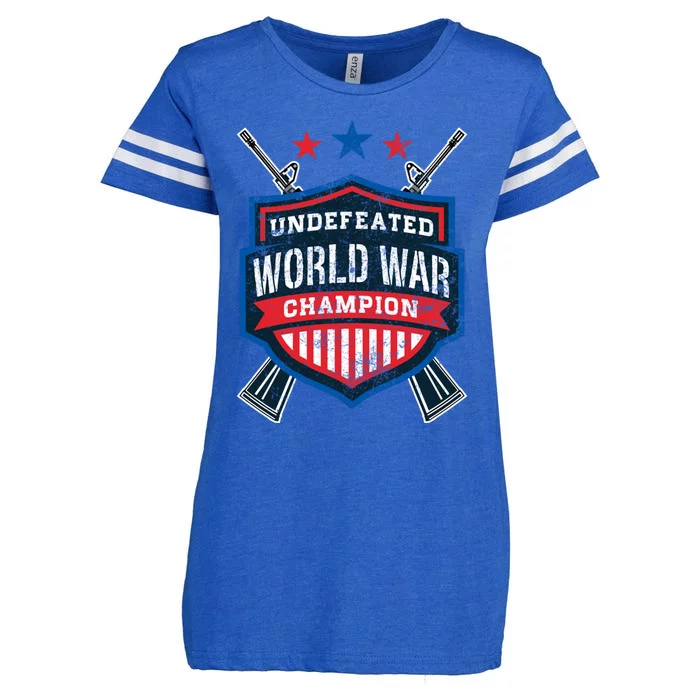 Undefeated World War Champion Veteran Champs Retired Soldier Gift Enza Ladies Jersey Football T-Shirt