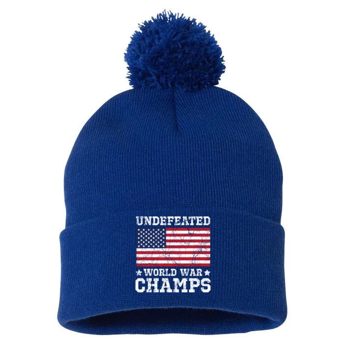 Undefeated World War Champions Gift Pom Pom 12in Knit Beanie