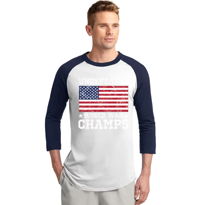 Undefeated World War Champions Gift Baseball Sleeve Shirt