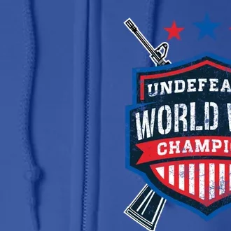 Undefeated World War Champion Veteran Champs Retired Soldier Gift Full Zip Hoodie