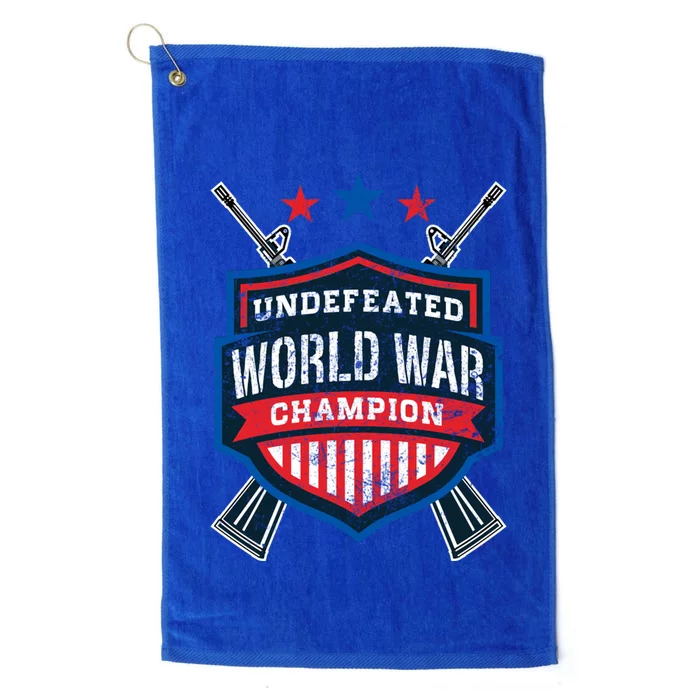 Undefeated World War Champion Veteran Champs Retired Soldier Gift Platinum Collection Golf Towel