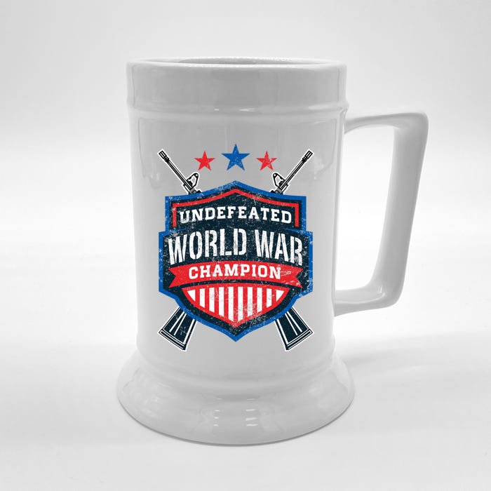 Undefeated World War Champion Veteran Champs Retired Soldier Gift Front & Back Beer Stein