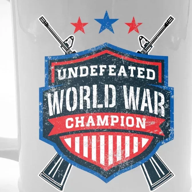 Undefeated World War Champion Veteran Champs Retired Soldier Gift Front & Back Beer Stein