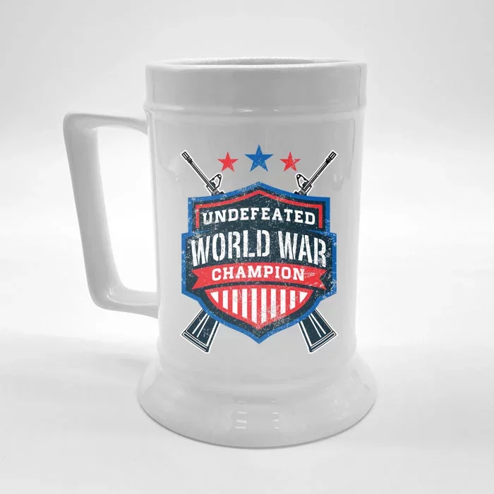 Undefeated World War Champion Veteran Champs Retired Soldier Gift Front & Back Beer Stein