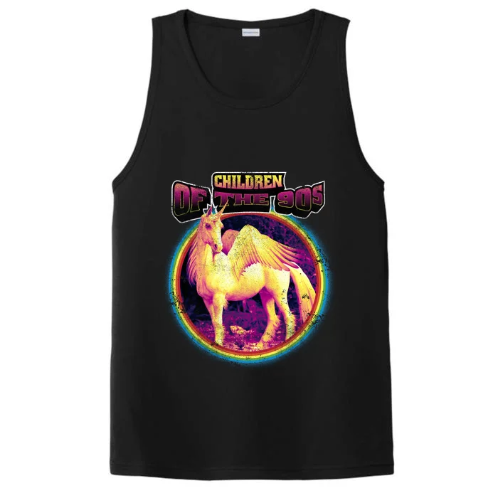 Unicorn With Wings Retro Children Of The 90's Performance Tank