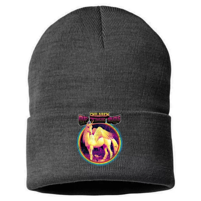 Unicorn With Wings Retro Children Of The 90's Sustainable Knit Beanie