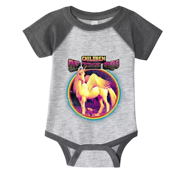 Unicorn With Wings Retro Children Of The 90's Infant Baby Jersey Bodysuit