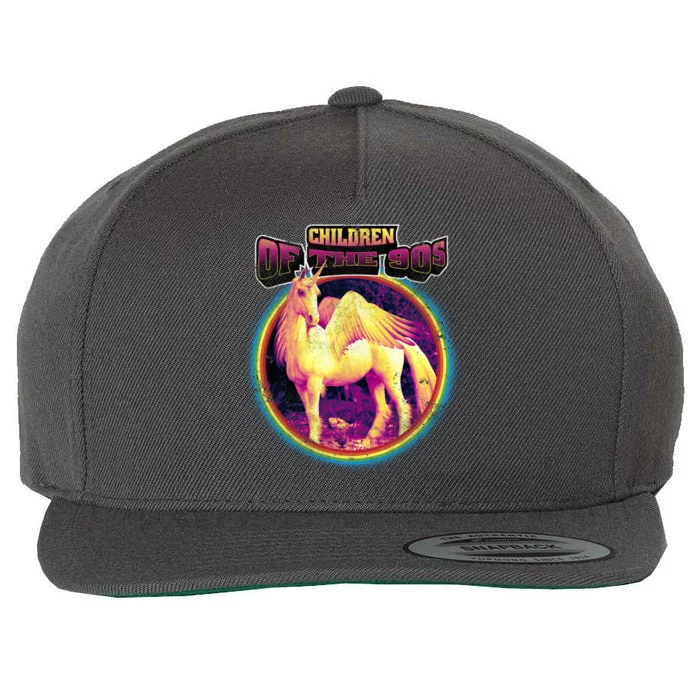 Unicorn With Wings Retro Children Of The 90's Wool Snapback Cap