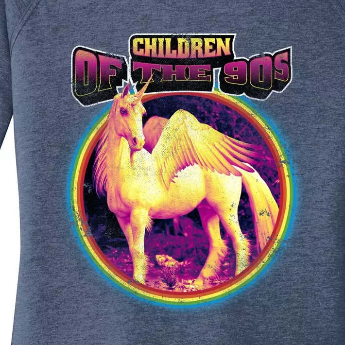 Unicorn With Wings Retro Children Of The 90's Women's Perfect Tri Tunic Long Sleeve Shirt