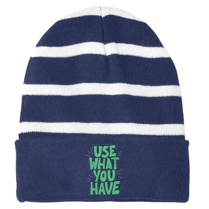 Use What You Have Earth Day Striped Beanie with Solid Band