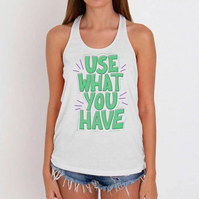 Use What You Have Earth Day Women's Knotted Racerback Tank