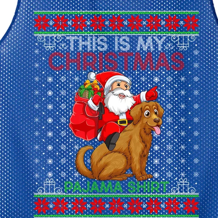 Ugly Xmas Dog Santa Riding Golden Retriever Dog Christmas Gift Mesh Reversible Basketball Jersey Tank