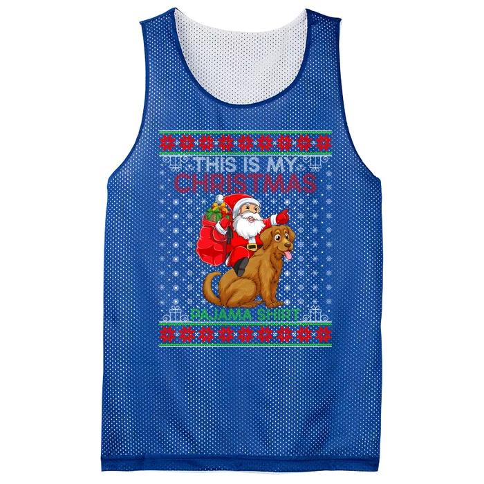 Ugly Xmas Dog Santa Riding Golden Retriever Dog Christmas Gift Mesh Reversible Basketball Jersey Tank