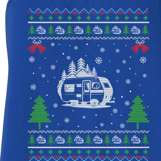 Ugly Xmas Design Camper Ugly Christmas Sweater Funny Gift Women's Racerback Tank