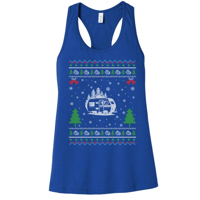 Ugly Xmas Design Camper Ugly Christmas Sweater Funny Gift Women's Racerback Tank