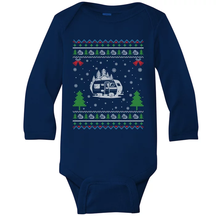 Ugly Xmas Design Camper Ugly Christmas Sweater Funny Gift Baby Long Sleeve Bodysuit