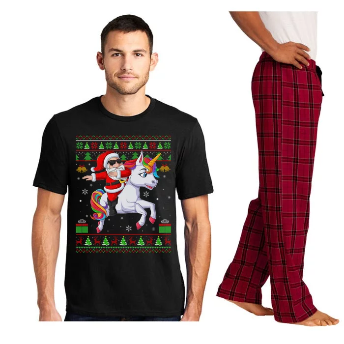 Ugly Xmas Dabbing Santa Riding Unicorn Christmas Cool Gift Pajama Set