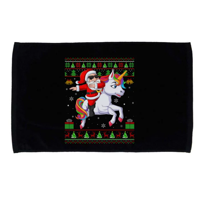 Ugly Xmas Dabbing Santa Riding Unicorn Christmas Cool Gift Microfiber Hand Towel