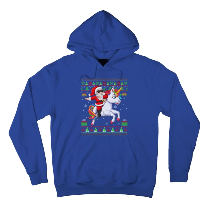 Ugly Xmas Dabbing Santa Riding Unicorn Christmas Cool Gift Hoodie